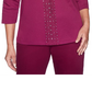 Alfred Dunner Women's Tunics Lace Yoke Three Quarter Sleeve Top Wine Size Petite M