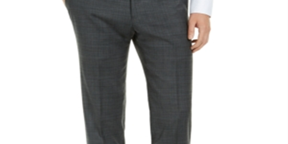Tommy Hilfiger Men's Modern Fit THFlex Stretch Plaid Suit Pants Gray Size 36X34