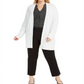 Alfani Women's Open Front Knit Cardigan Sweater White Size 0X