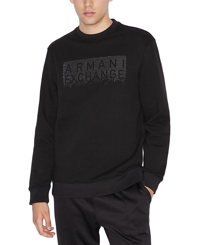 AX Armani Exchange Men's Beaded Logo Sweatshirt Black Size XX-Large