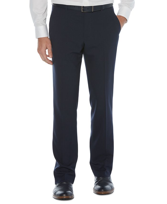 Perry Ellis Men's Modern Fit Non Iron Performance Stretch Textured Check Dress Pants Navy Size 40X32