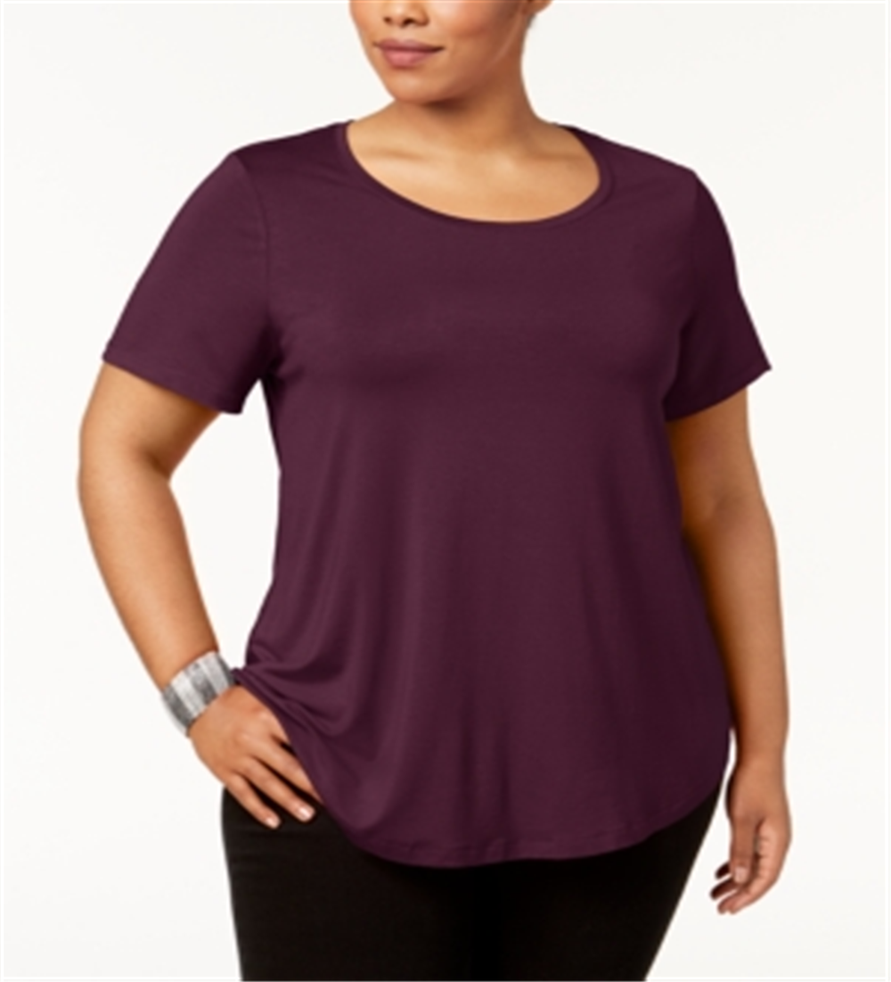 JM Collection Women's Short Sleeve Top Purple Size 1X