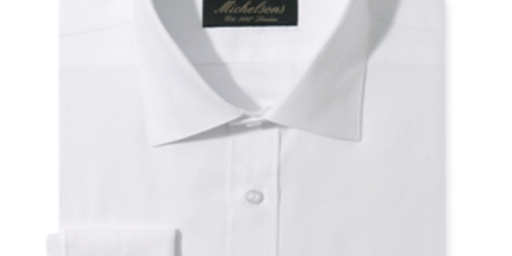 Michelsons Men's Slim Fit Chevron Textured French Cuff Tuxedo Shirt White Size S