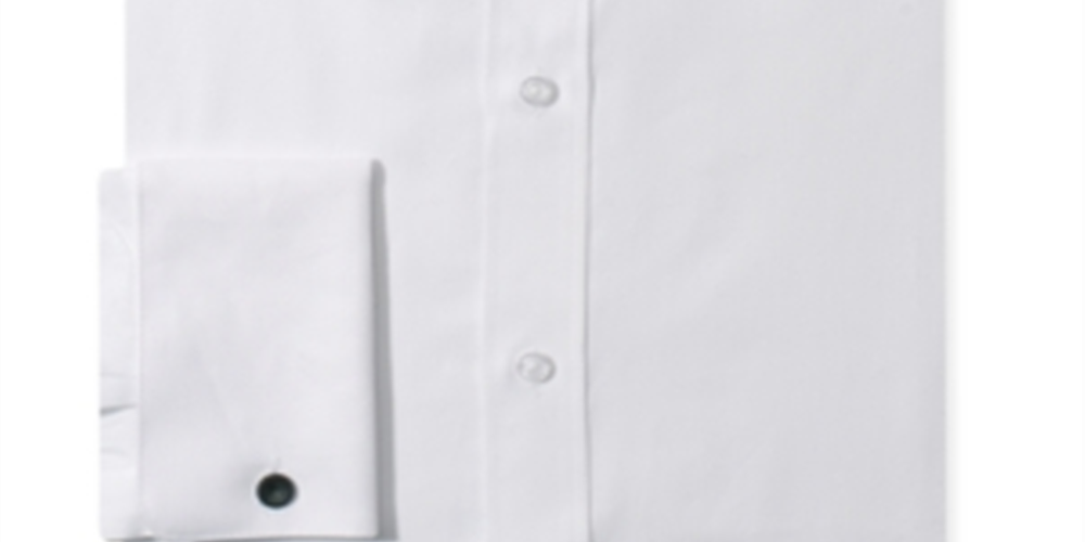 Michelsons Men's Slim Fit Chevron Textured French Cuff Tuxedo Shirt White Size S