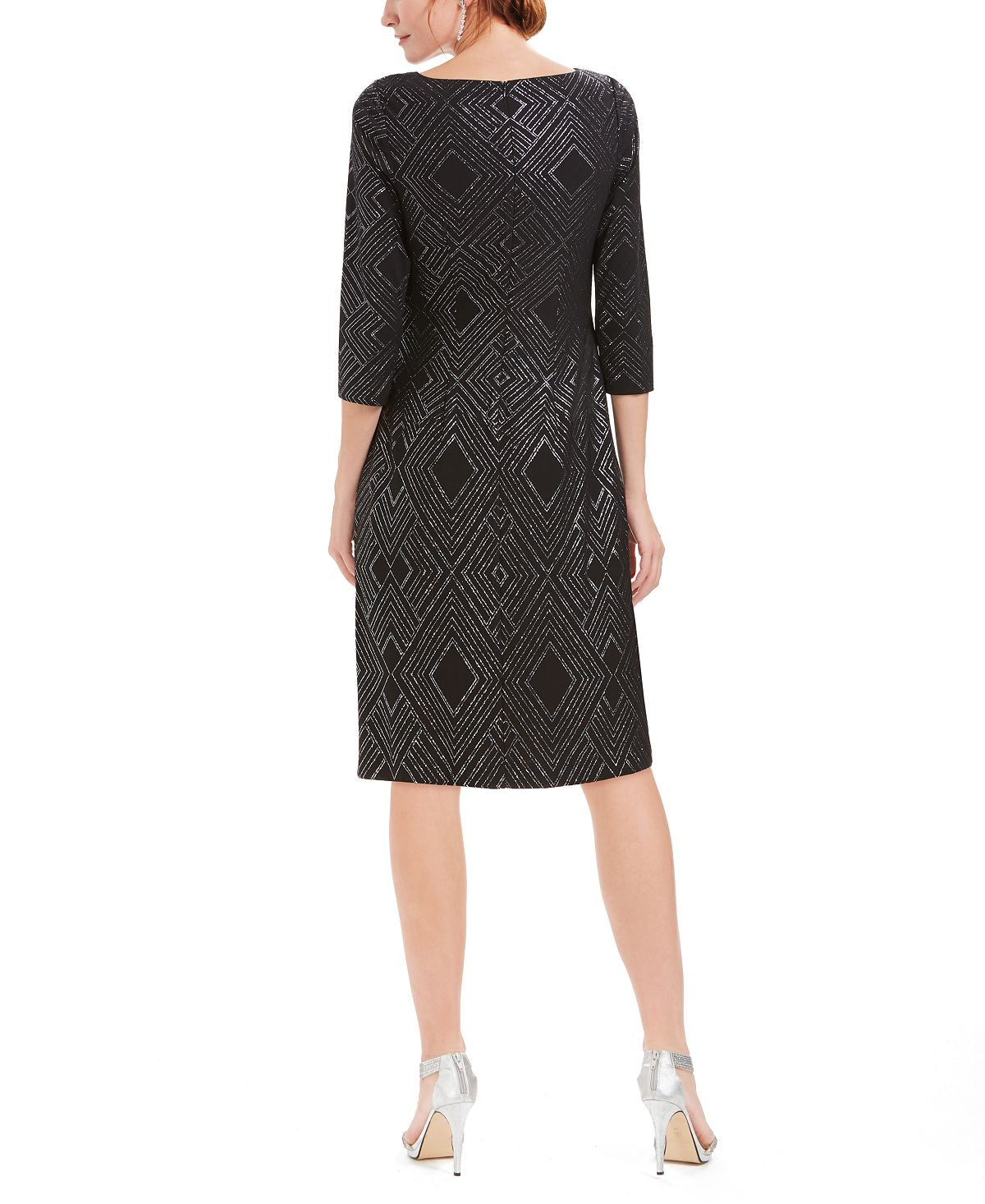 Jessica Howard Women's Glitter Knit Dress Black Size 14 Petite