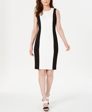 Calvin Klein Women's Colorblocked Sheath Dress White Size 12