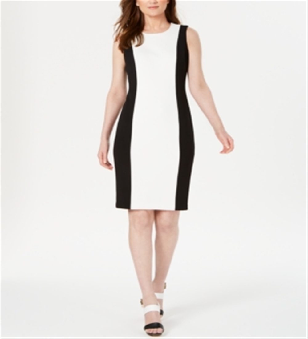 Calvin Klein Women's Colorblocked Sheath Dress White Size 12