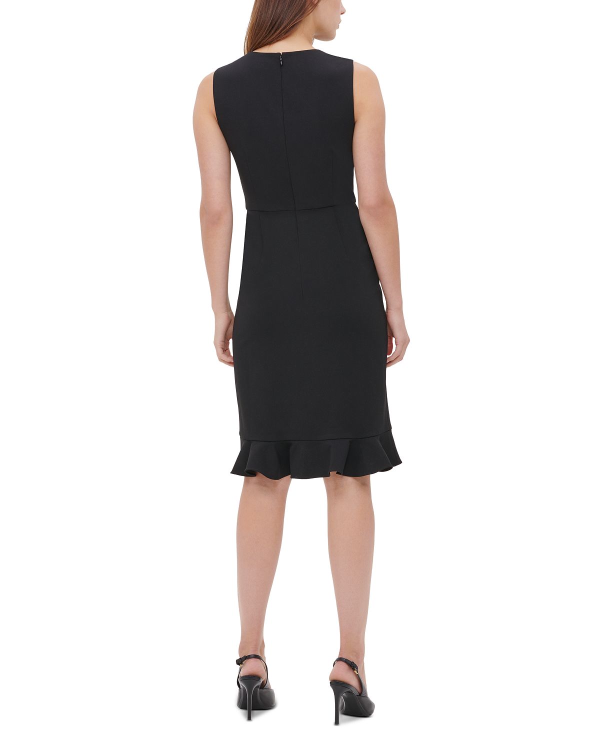Calvin Klein Women's Ruffled Sheath Dress Black Size 10