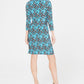 INC International Concepts Women's Geo Print Wrap Dress Blue Size Petite L