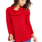 Style & Co Women's Cowlneck Tunic Sweater Red Size Petite S
