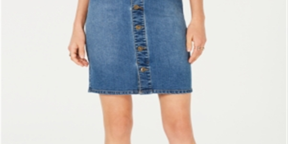 Style & Co Women's Button Down Denim Skirt Blue Size 14 Petite