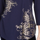 JM Collection Women's Printed Scoop Neck Top Blue Size Petite Small