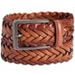 Perry Ellis Men's Bonded Leather Woven Braided Belt Brown Size Large