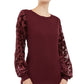 INC International Concepts Women's Velvet Burnout Sleeve Sweater Red Size X-Small