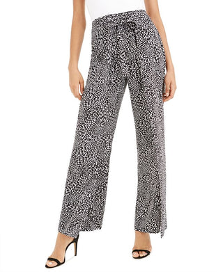 Bar III Women's Ruffled Printed Stretch Dress Pants Black Size X-Small