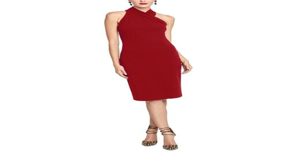 Rachel Roy Women's Sleeveless Halter Knee Length Body Con Evening Dress Red Size XX-Large