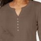 Karen Scott Women's Eyelet Front Cotton Henley Top Brown Size Petite Small