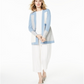 Charter Club Women's Colorblocked Pure Cashmere Cardigan Blue Size Petite L