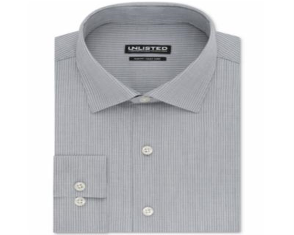 Kenneth Cole Men's Slim Fit Checks and Stripes Dress Shirt Gray Size 17.5x34-35-XL