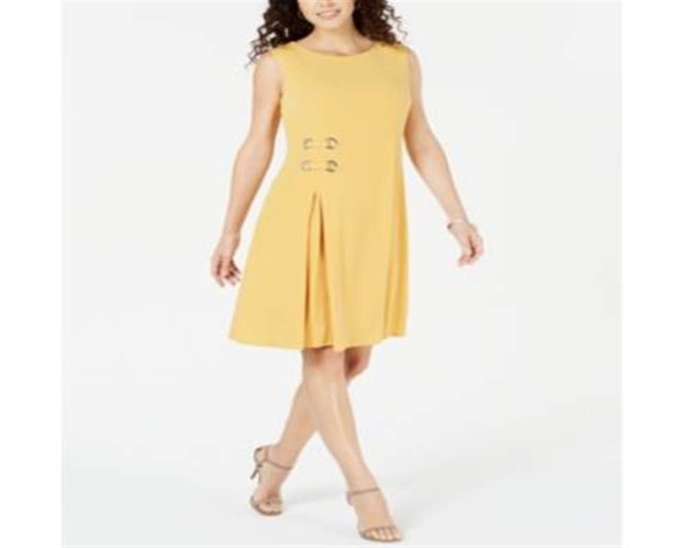JM Collection Women's Grommet Waist Dress Yellow Size Petite SM