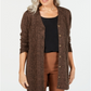 Karen Scott Women's Button Front Duster Cardigan Brown Size Petite S