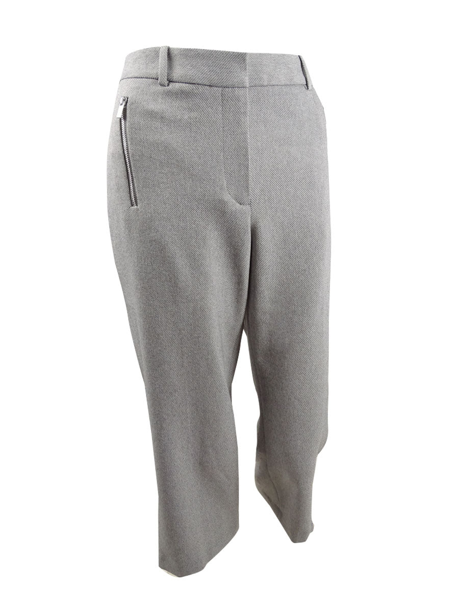 Calvin Klein Women's Zipper Pocket Cropped Twill Pants Gray Size 18W