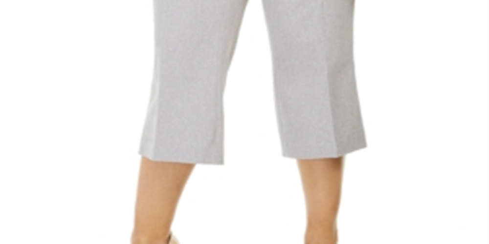 Calvin Klein Women's Zipper Pocket Cropped Twill Pants Gray Size 18W