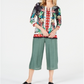 JM Collection Women's Ring Trim Printed Tunic Green Size Petite Small