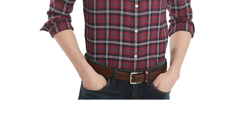 Tommy Hilfiger Men's Plaid Cotton Button Down Shirt Purple Size S