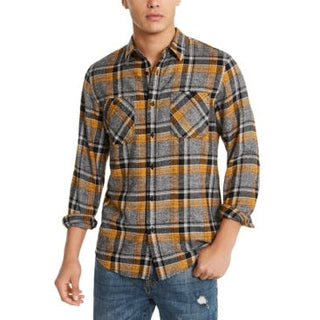 American Rag Men's Plaid Collared Classic Fit Dress Shirt Gray Size Small