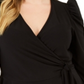 INC International Concepts Women's Puff Shoulder Wrap Top Black Size 0X