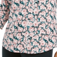Charter Club Women's Floral Print Ruched V Neck Blouse Pink Size XX-Large