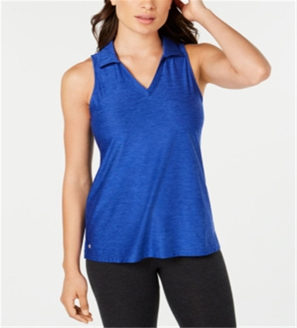 Ideology Women's Sleeveless Polo Top -Blue  Size XL