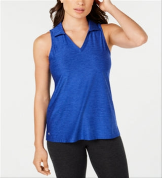 Ideology Women's Sleeveless Polo Top -Blue  Size XL