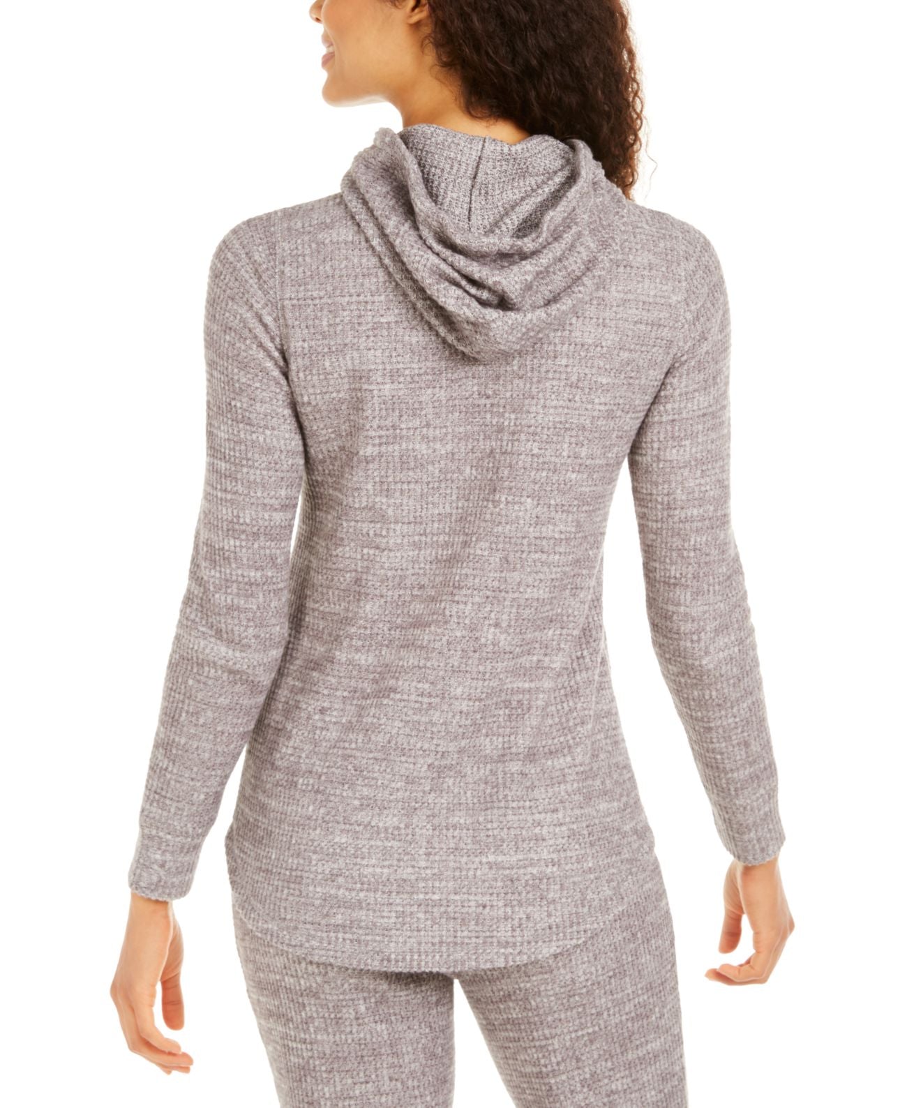 Ideology Women's Waffle Knit Zip Hoodie Gray Size X-Large