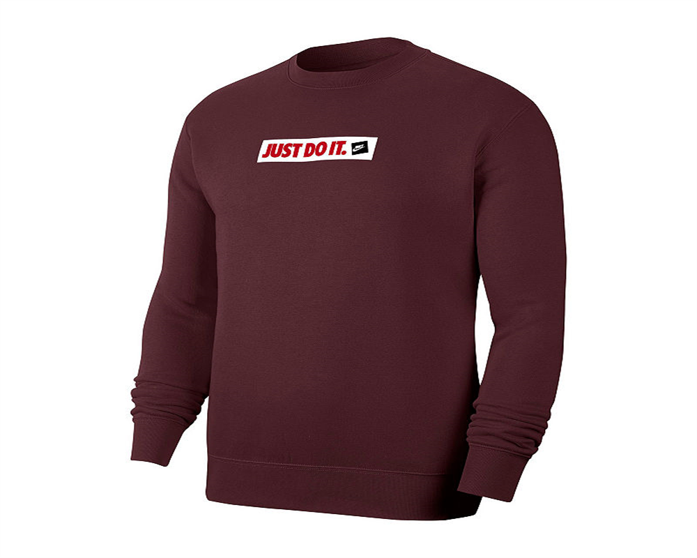 Nike Men's Crewneck Pullover Just Do It Graphic Sweaters Wine Size Small