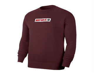 Nike Men's Crewneck Pullover Just Do It Graphic Sweaters Wine Size Small