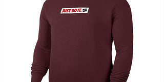 Nike Men's Crewneck Pullover Just Do It Graphic Sweaters Wine Size Small
