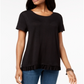 Style & Co Women's Short Sleeve Jewel Neck T-Shirt Black Size Small