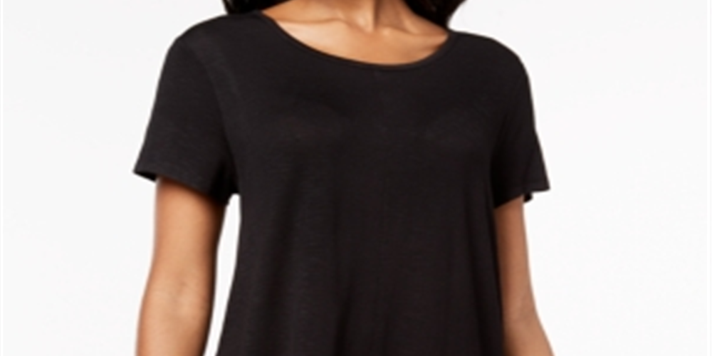 Style & Co Women's Short Sleeve Jewel Neck T-Shirt Black Size Small