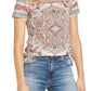 Lucky Brand Women's Printed Short Sleeve Crew Neck T-Shirt Top White Size Small