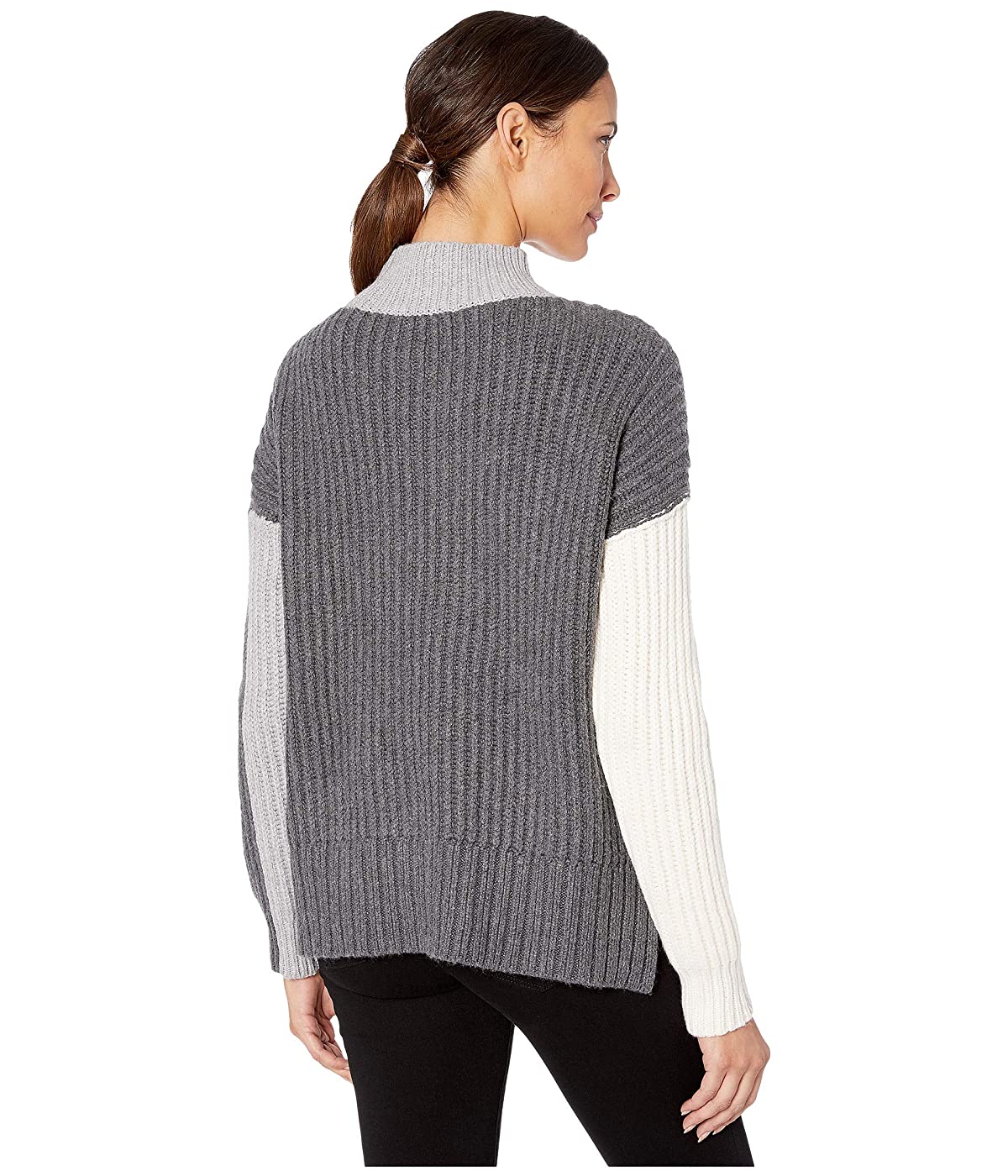 Vince Camuto Women's Long Sleeve Cable Stitch Turtleneck Sweater -Gray Size XL