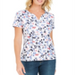 Karen Scott Women's Printed Henley Top Blue-Size Small