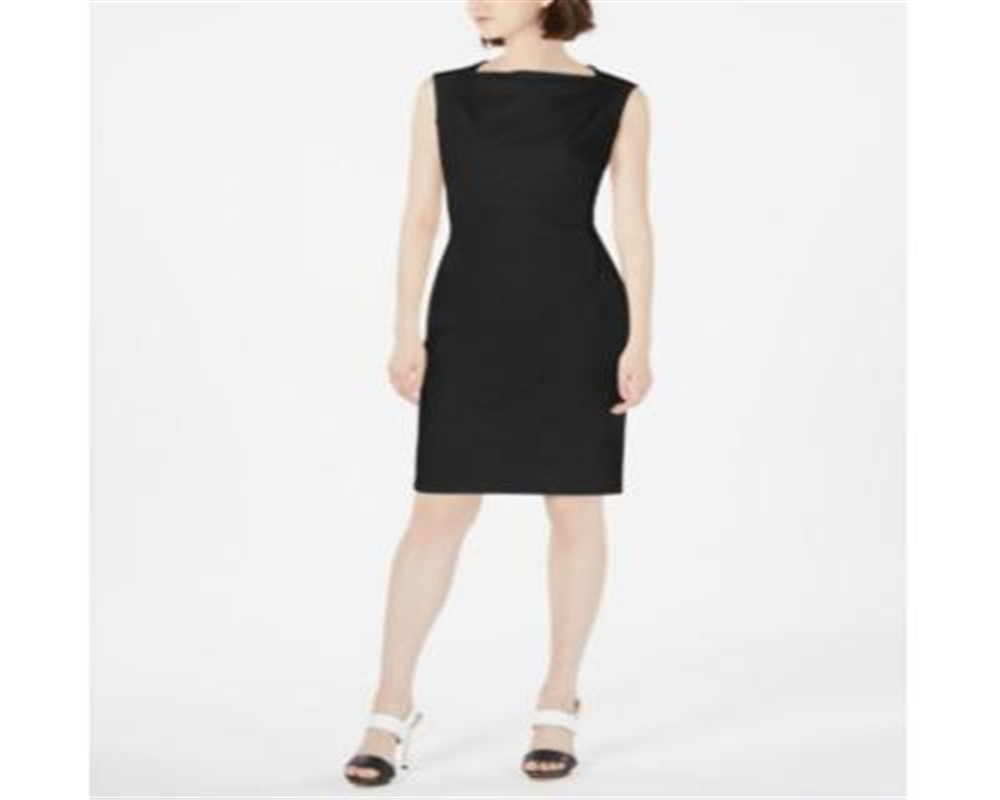 Calvin Klein Women's Sleeveless Knee Length Sheath Dress Black Size 4