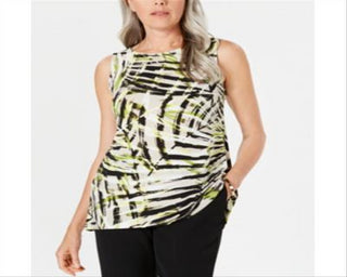 Kasper Women's Sleeveless Printed Top Green Size L