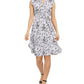 Charter Club Women's Printed Tie Waist Dress Black Size 14