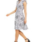 Charter Club Women's Printed Tie Waist Dress Black Size 14