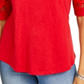 Charter Club Women's Cotton Lace TrimTop Red Size Small