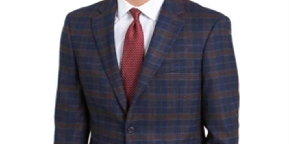 Tommy Hilfiger Men's Plaid Classic Fit Blazer Blue Size 42