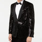 Tallia Men's Slim Fit Sequined Velvet Dinner Jacket Black Size 42